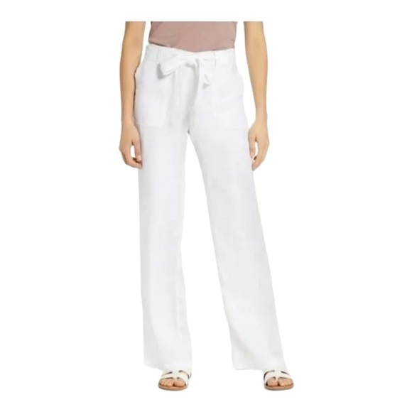 CASLON white belted linen pants - Picture 1 of 14